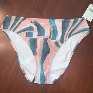 Lively Women's High Waist Print Bikini Bottom KD2 Paint Brush Multi Small NWT